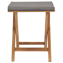 vidaXL Folding Chairs 2 pcs Solid Teak Wood and Fabric Cream White