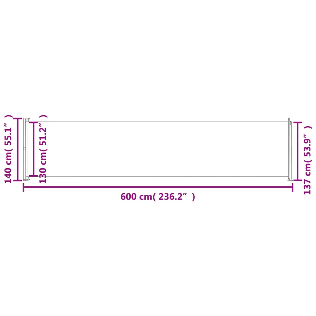 vidaXL Patio Retractable Side Awning 220x500 cm Grey