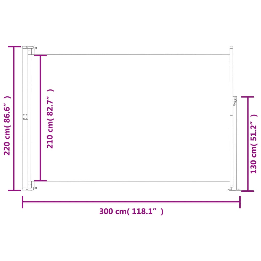 vidaXL Patio Retractable Side Awning 220x500 cm Grey