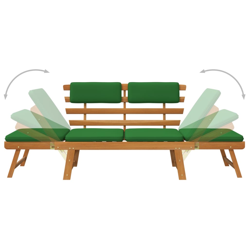 vidaXL Garden Bench with Cushions 2-in-1 190 cm Solid Acacia Wood