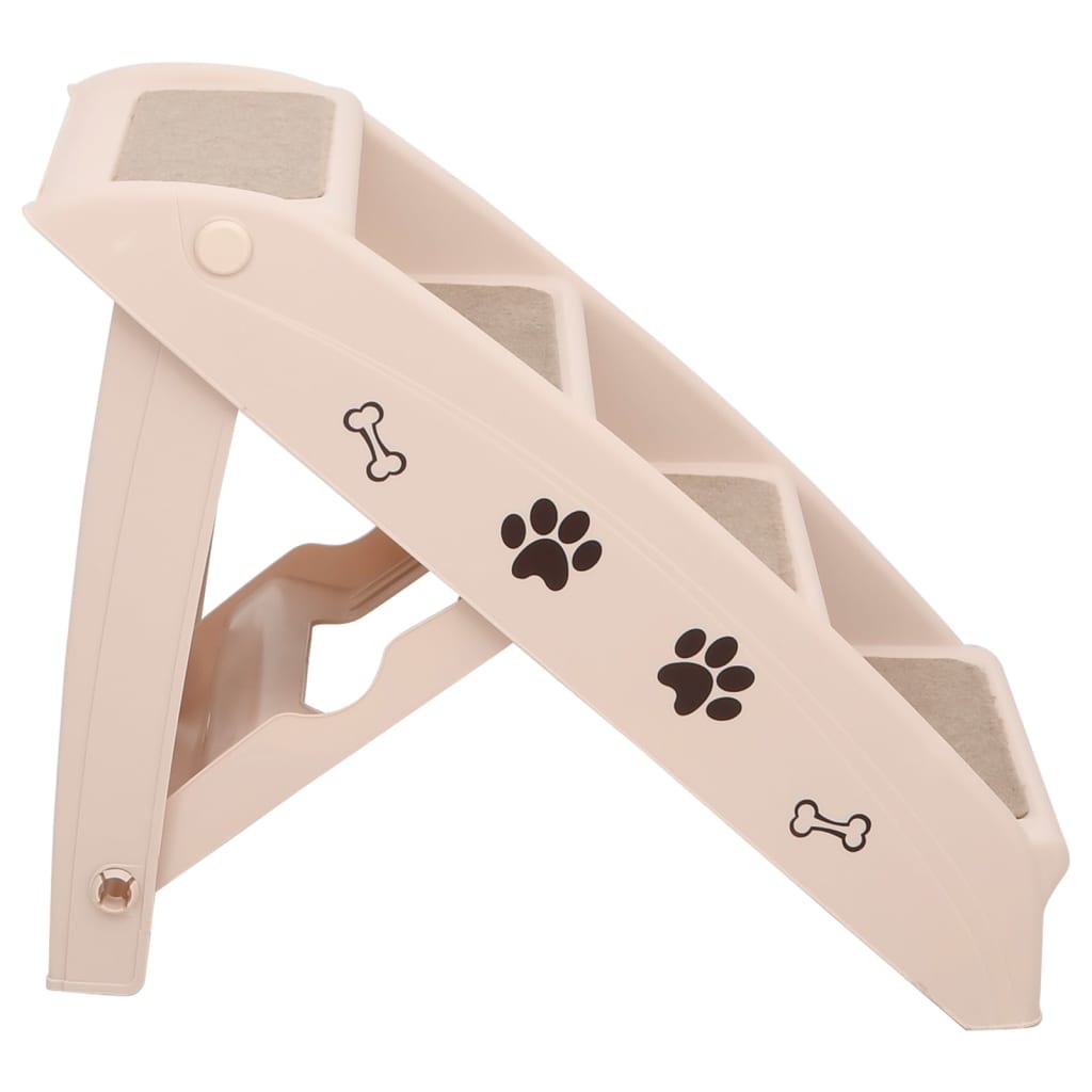 vidaXL Folding Dog Stairs Cream 62x40x49.5 cm