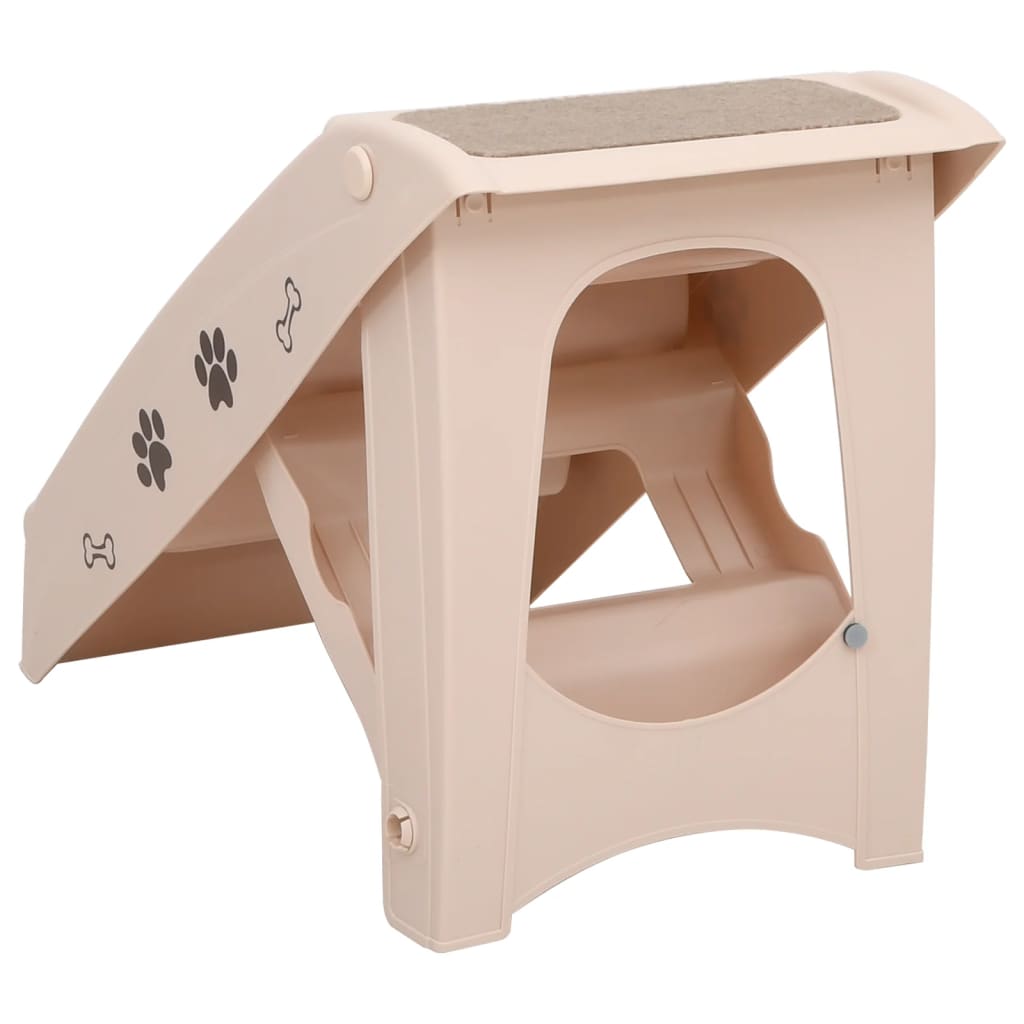 vidaXL Folding Dog Stairs Cream 62x40x49.5 cm