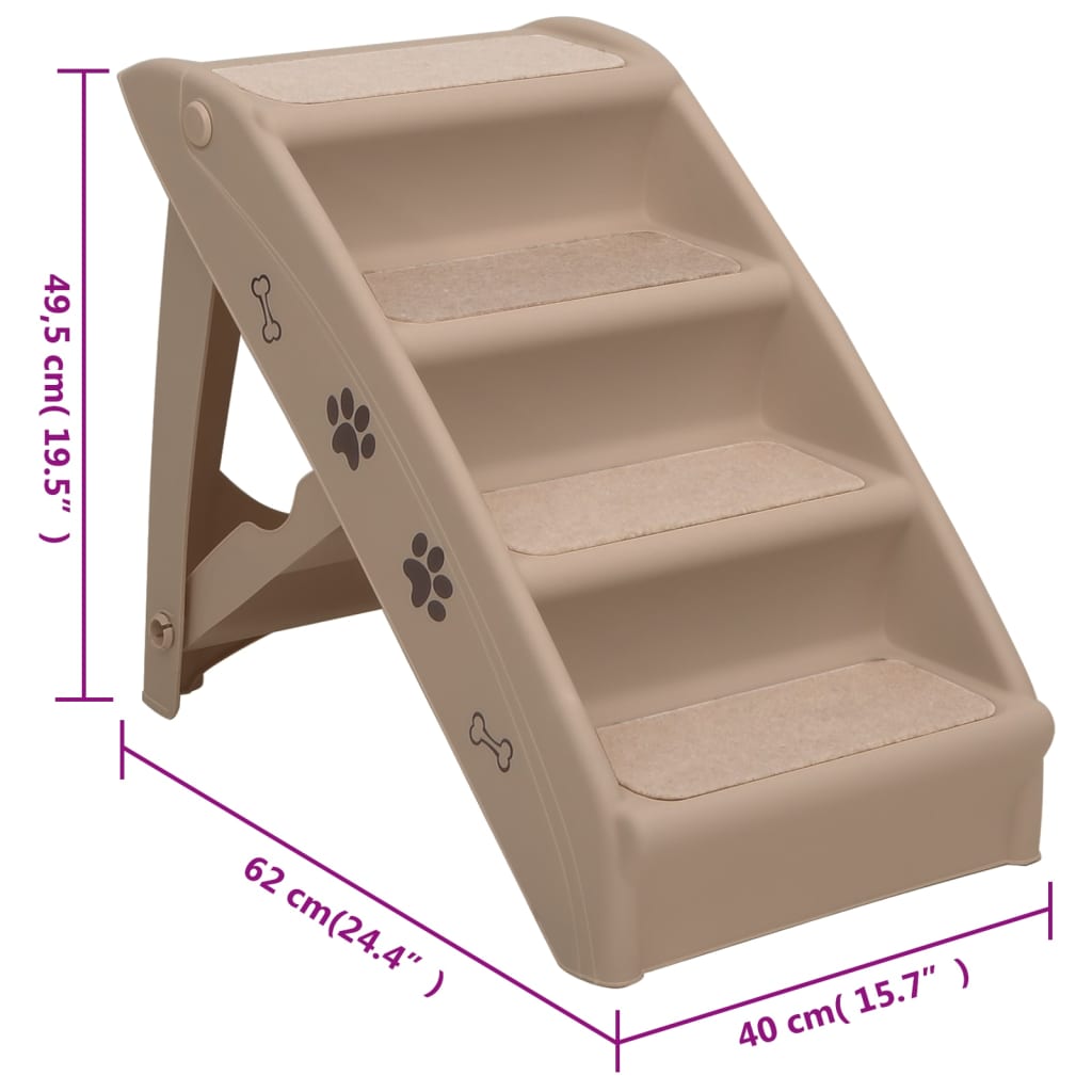 vidaXL Folding Dog Stairs Black 62x40x49.5 cm