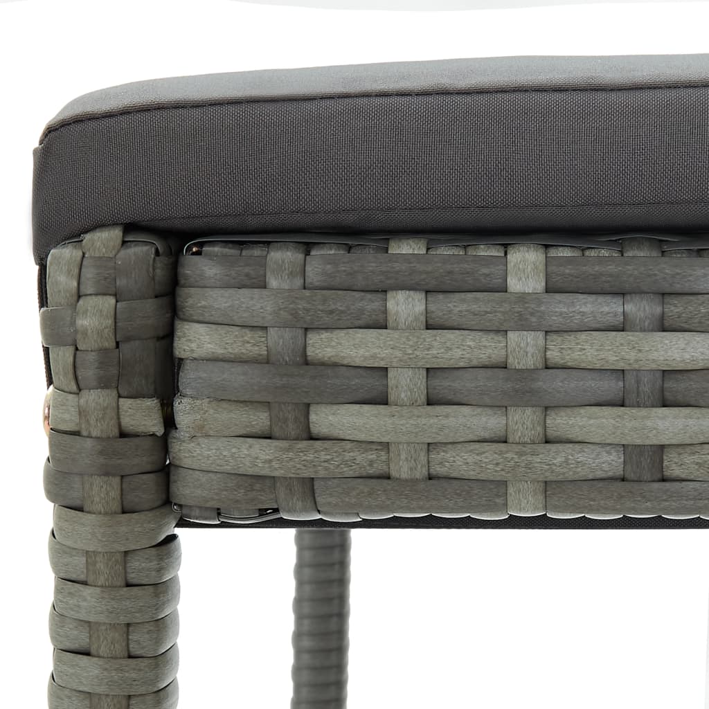 vidaXL Garden Bar Stools with Cushions 2 pcs Black Poly Rattan