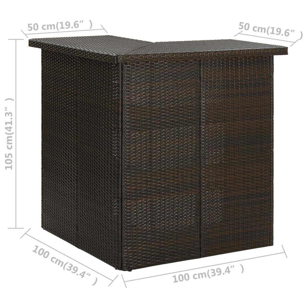 vidaXL Corner Bar Table Black 100x50x105 cm Poly Rattan