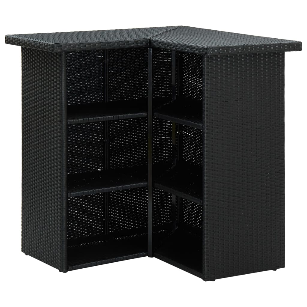 vidaXL Corner Bar Table Black 100x50x105 cm Poly Rattan