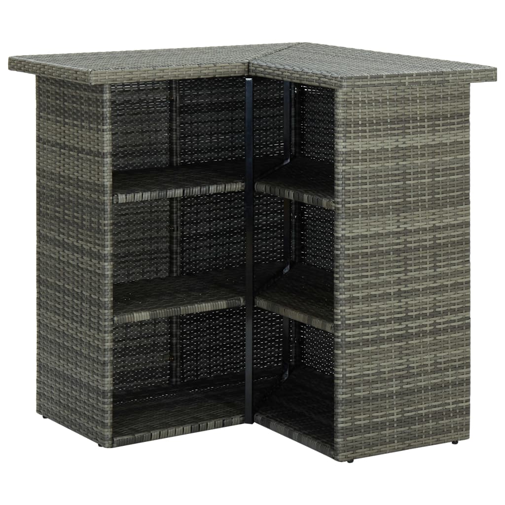 vidaXL Corner Bar Table Black 100x50x105 cm Poly Rattan