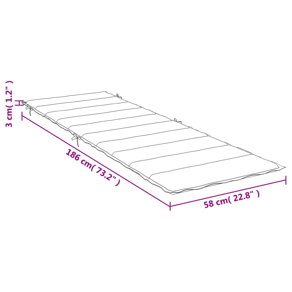 vidaXL Sun Lounger Cushion Anthracite 186x58x4cm Oxford Fabric