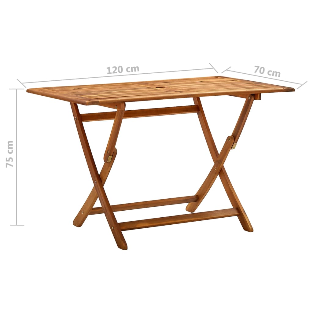 vidaXL Folding Garden Table 120x70x75 cm Solid Acacia Wood