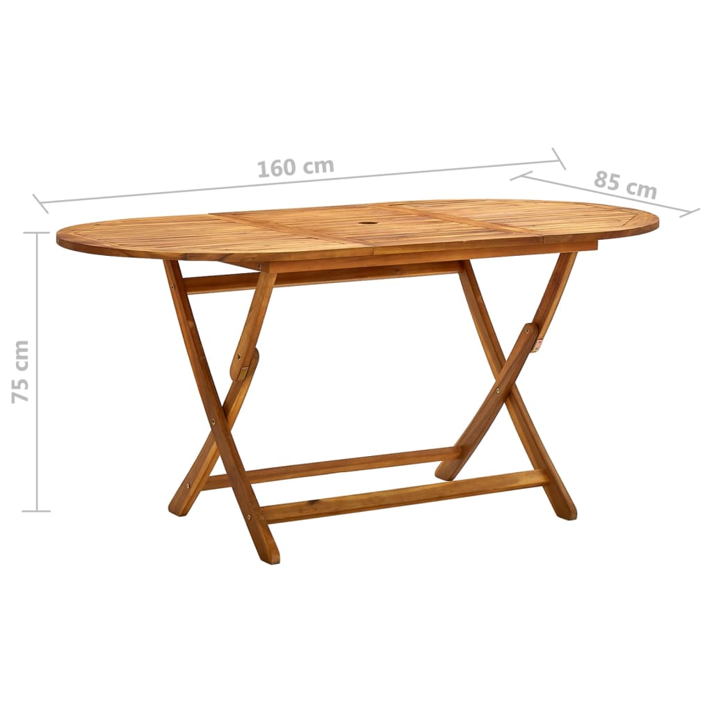 vidaXL Folding Garden Table 160x85x75 cm Solid Acacia Wood