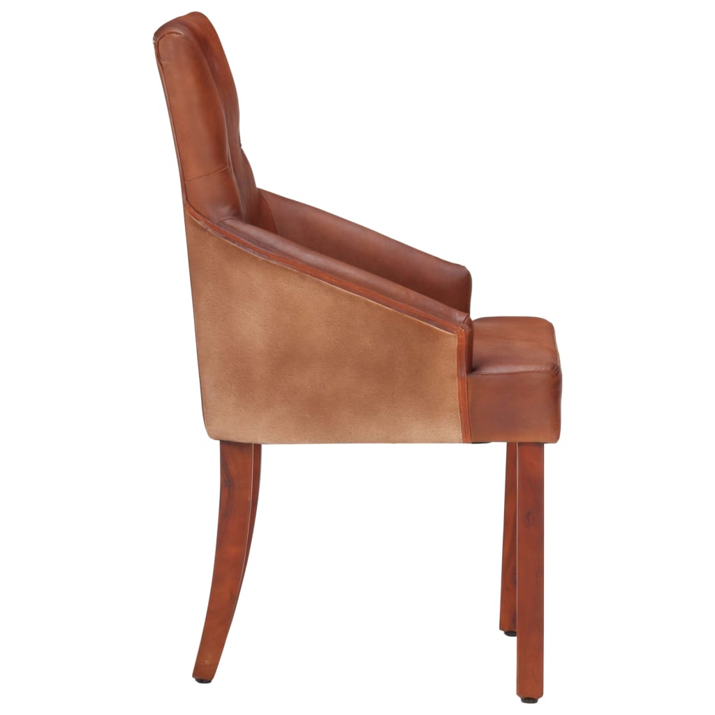 vidaXL Dining Chairs 4 pcs Brown Real Goat Leather