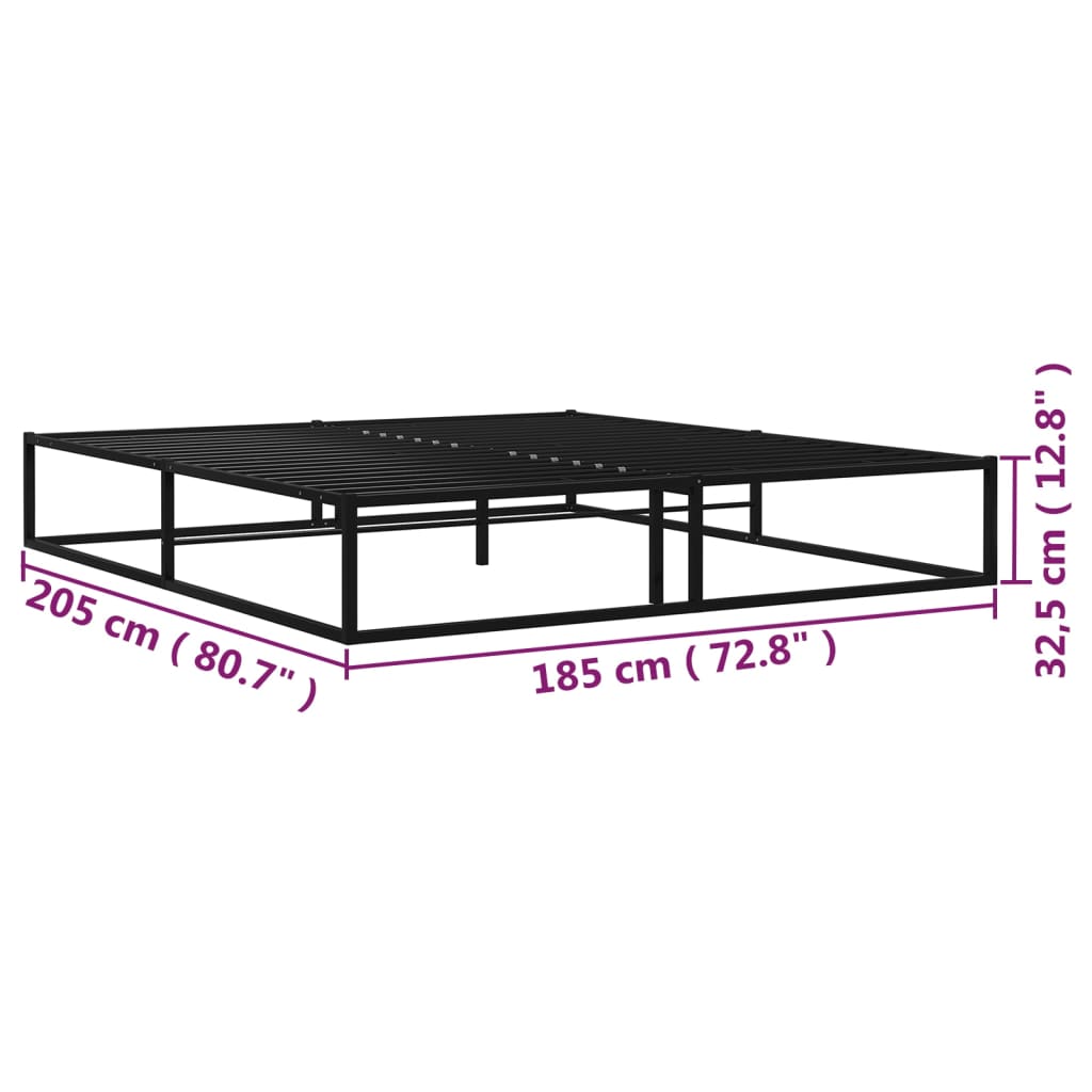 vidaXL Bed Frame without Mattress Black Metal 140x200 cm