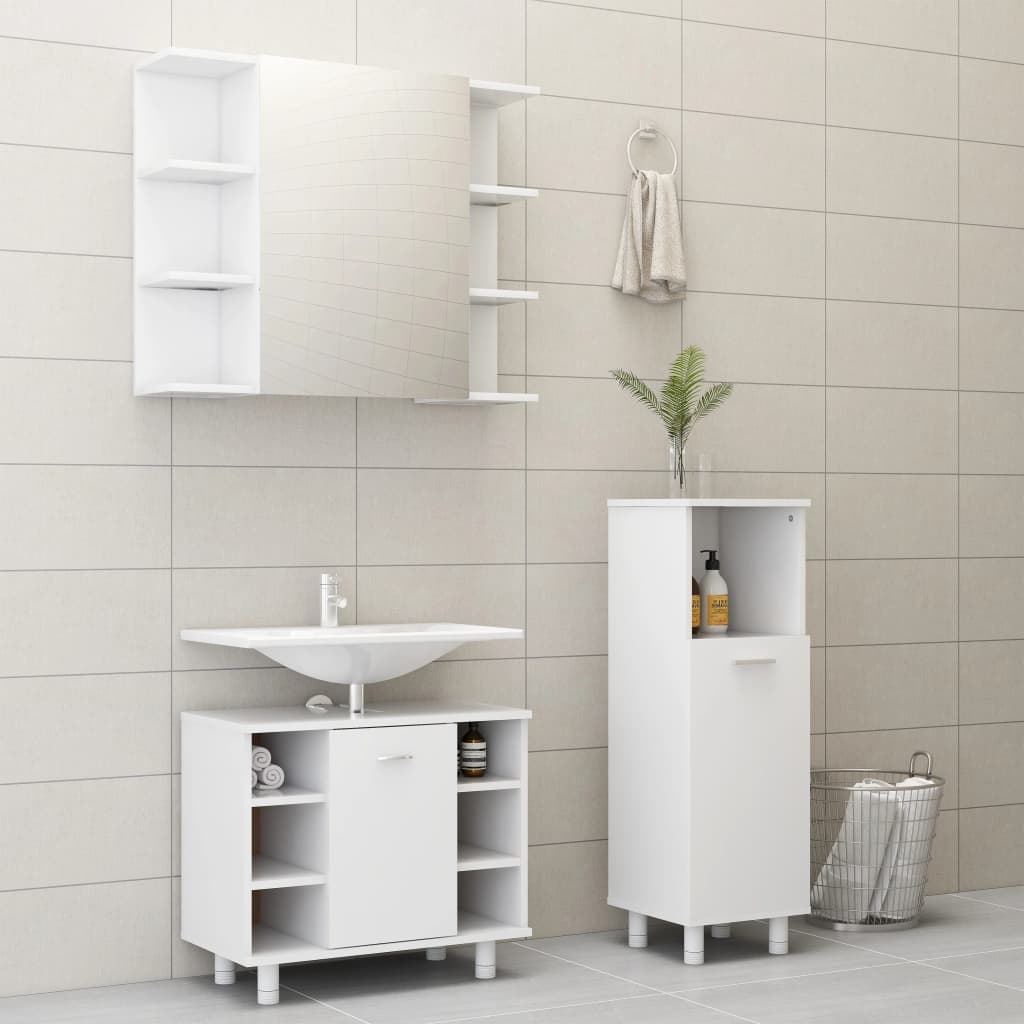 vidaXL 3 Piece Bathroom Furniture Set Black Engineered Wood