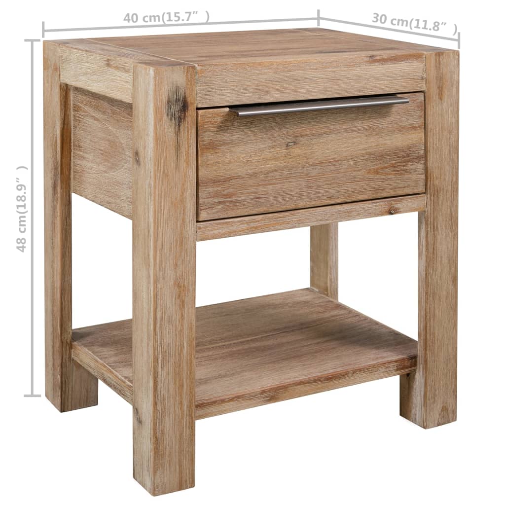 vidaXL Nightstands with Drawers 2 pcs 40x30x48 cm Solid Acacia Wood