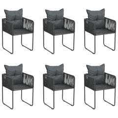 Outdoor Chairs 4 pcs with Pillows Poly Rattan Black