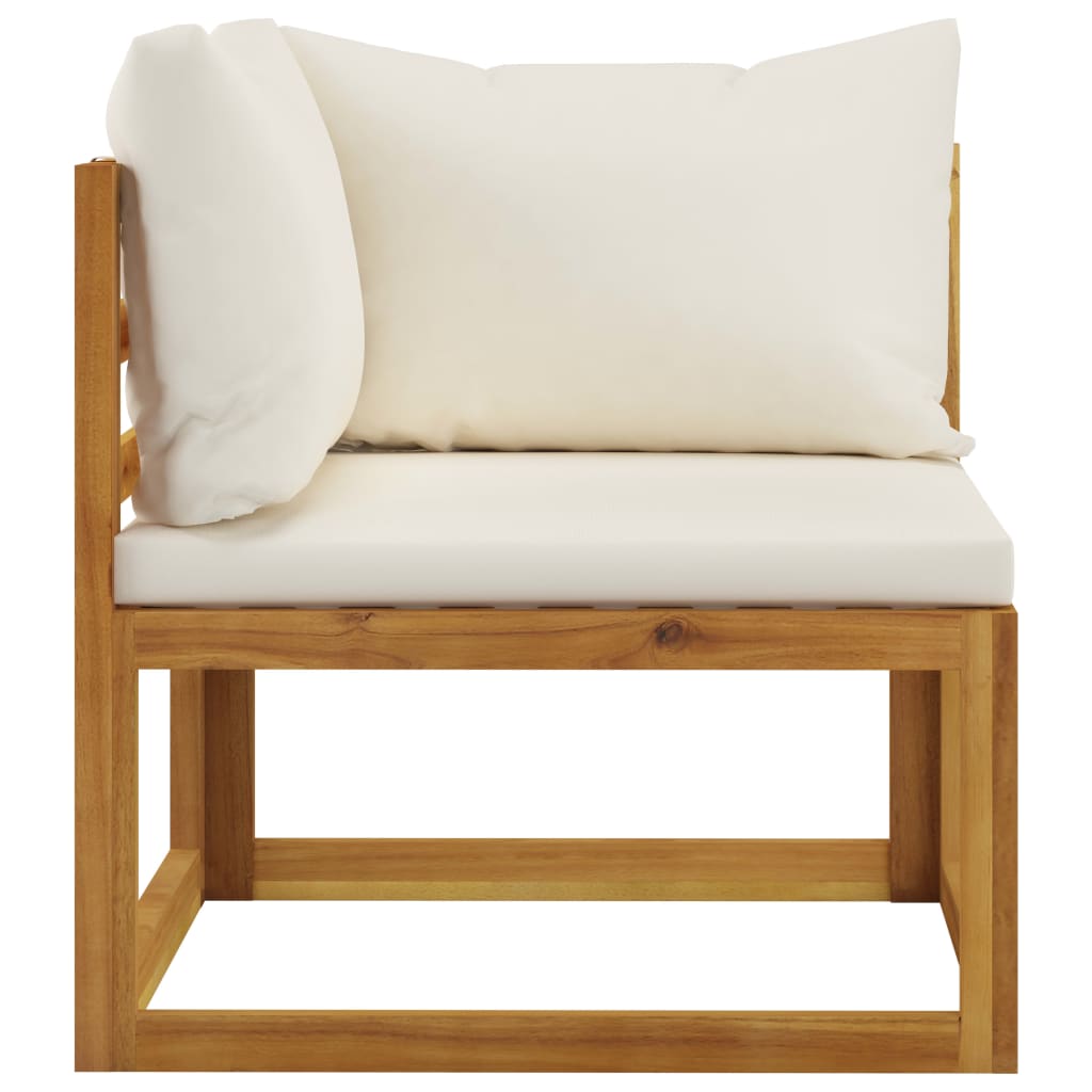 vidaXL 5 Piece Garden Lounge Set with Cushion Cream Solid Acacia Wood