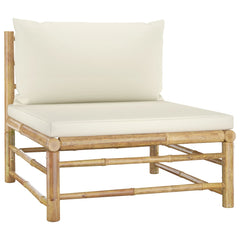 vidaXL 2 Piece Garden Lounge Set with Cream White Cushions Bamboo