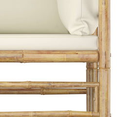 vidaXL 2 Piece Garden Lounge Set with Cream White Cushions Bamboo