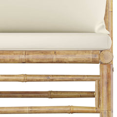 vidaXL 2 Piece Garden Lounge Set with Cream White Cushions Bamboo