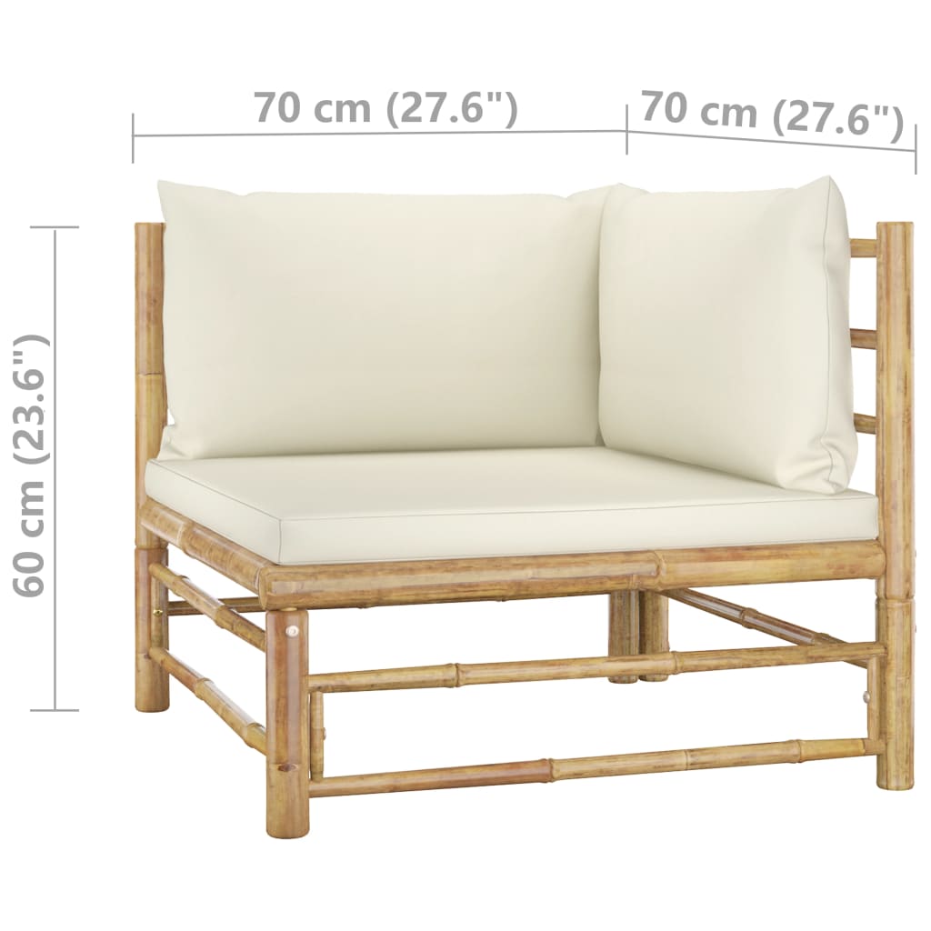 vidaXL 2 Piece Garden Lounge Set with Dark Grey Cushions Bamboo
