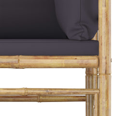 vidaXL 2 Piece Garden Lounge Set with Dark Grey Cushions Bamboo
