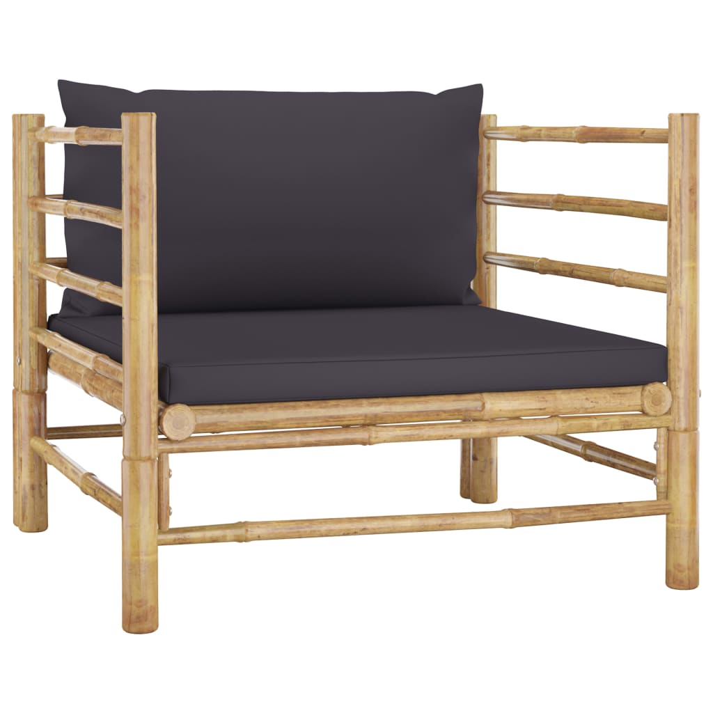 Garden Sofa with Cream White Cushions Bamboo