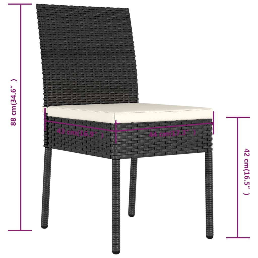 vidaXL Garden Dining Chairs 2 pcs Poly Rattan Black