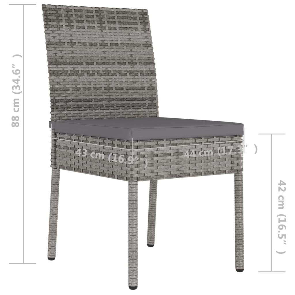 vidaXL Garden Dining Chairs 2 pcs Poly Rattan Black
