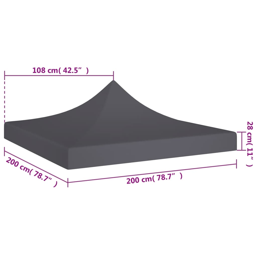 vidaXL Party Tent Roof 2x2 m Anthracite 270 g/m²