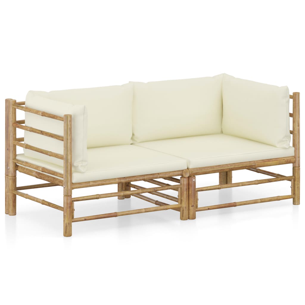 vidaXL 2 Piece Garden Lounge Set with Dark Grey Cushions Bamboo