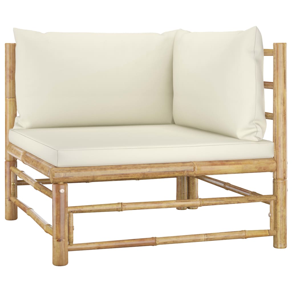 vidaXL 2 Piece Garden Lounge Set with Dark Grey Cushions Bamboo