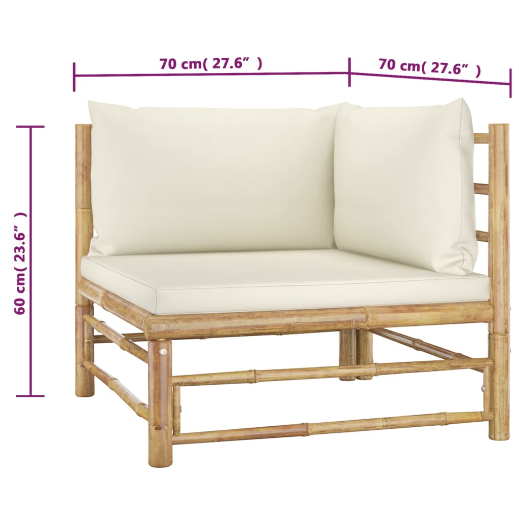 vidaXL 2 Piece Garden Lounge Set with Dark Grey Cushions Bamboo