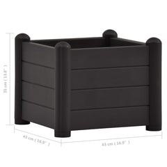 vidaXL Garden Raised Bed PP Anthracite 43x43x35 cm