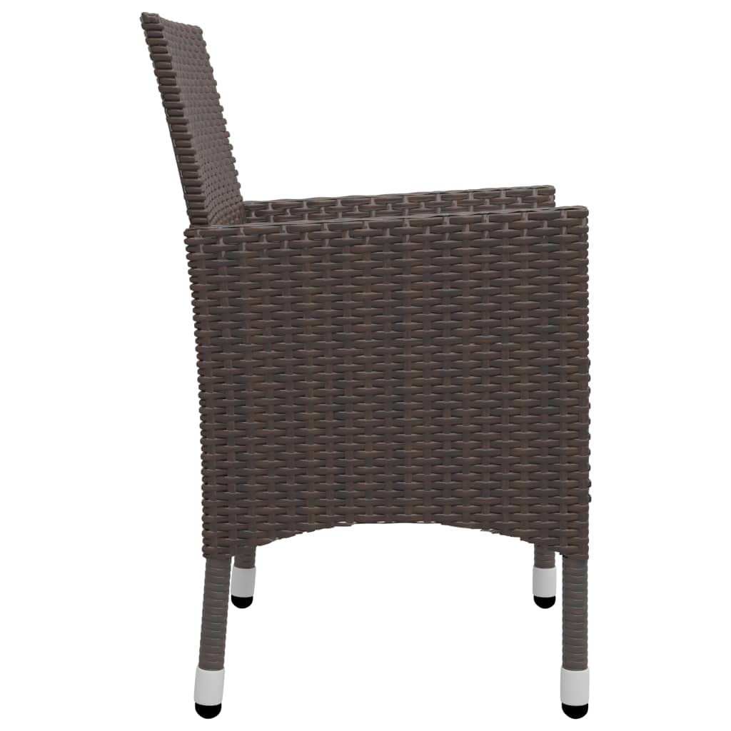 vidaXL 3 Piece Garden Dining Set Black Poly Rattan and Glass