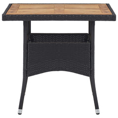 vidaXL 3 Piece Garden Dining Set Black Poly Rattan and Acacia Wood