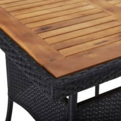 vidaXL 3 Piece Garden Dining Set Black Poly Rattan and Acacia Wood