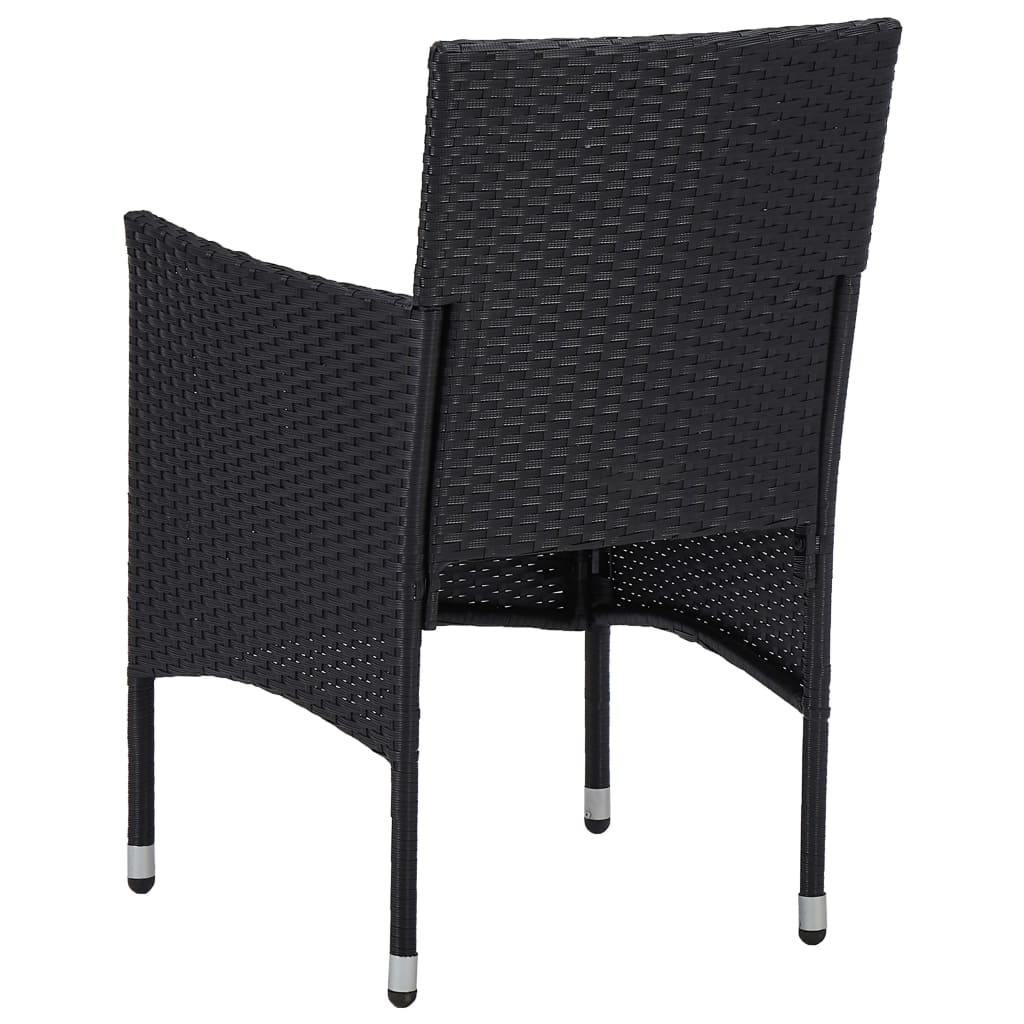 vidaXL 3 Piece Garden Dining Set Black Poly Rattan and Acacia Wood