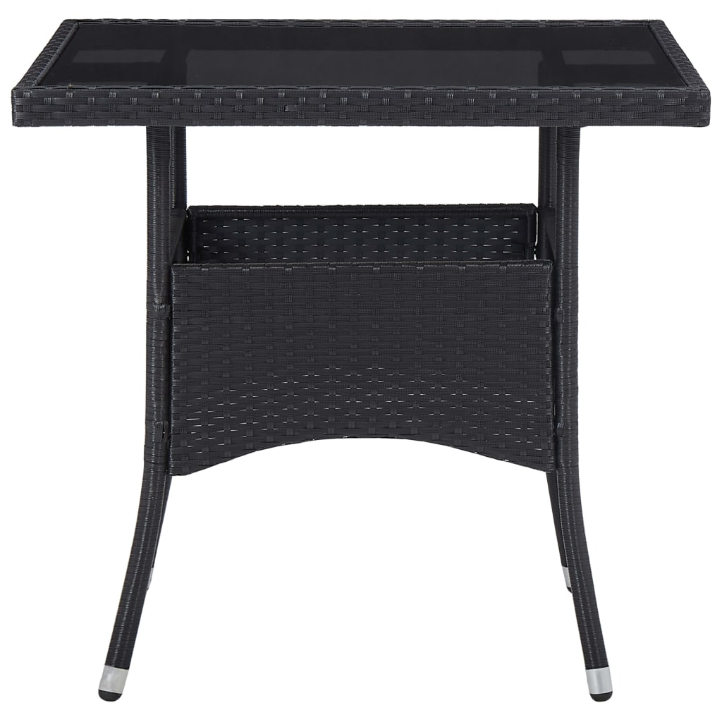 vidaXL 5 Piece Garden Dining Set Black Poly Rattan and Acacia Wood