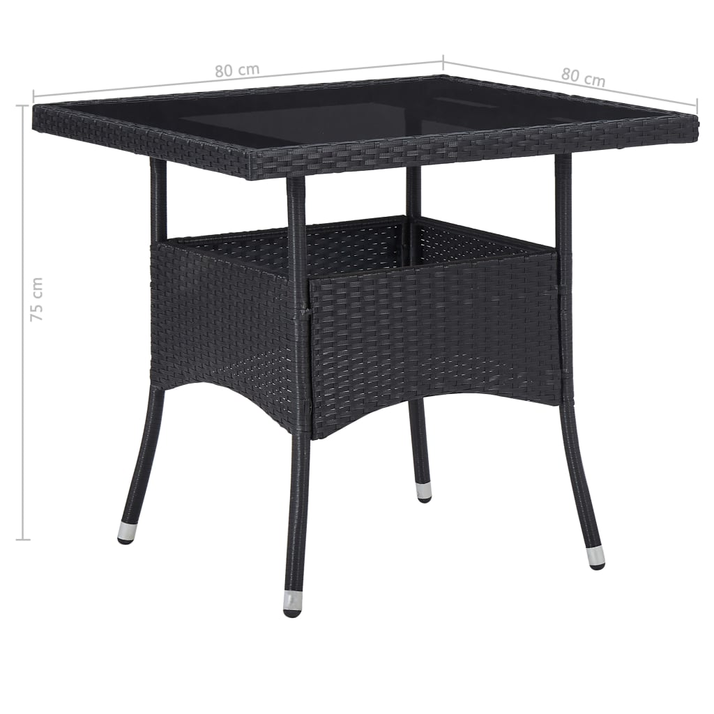 vidaXL 5 Piece Garden Dining Set Black Poly Rattan and Acacia Wood
