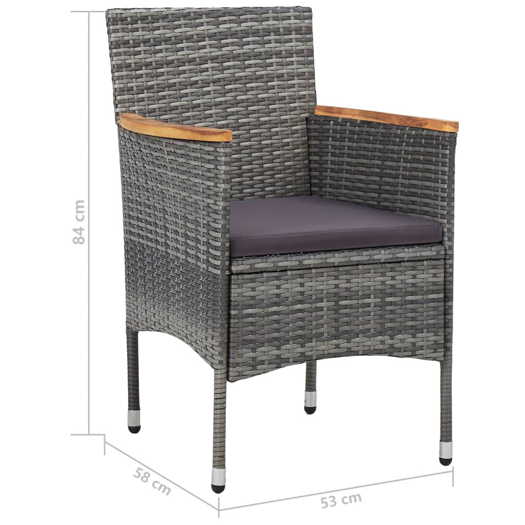 vidaXL 5 Piece Garden Dining Set Black Poly Rattan and Acacia Wood