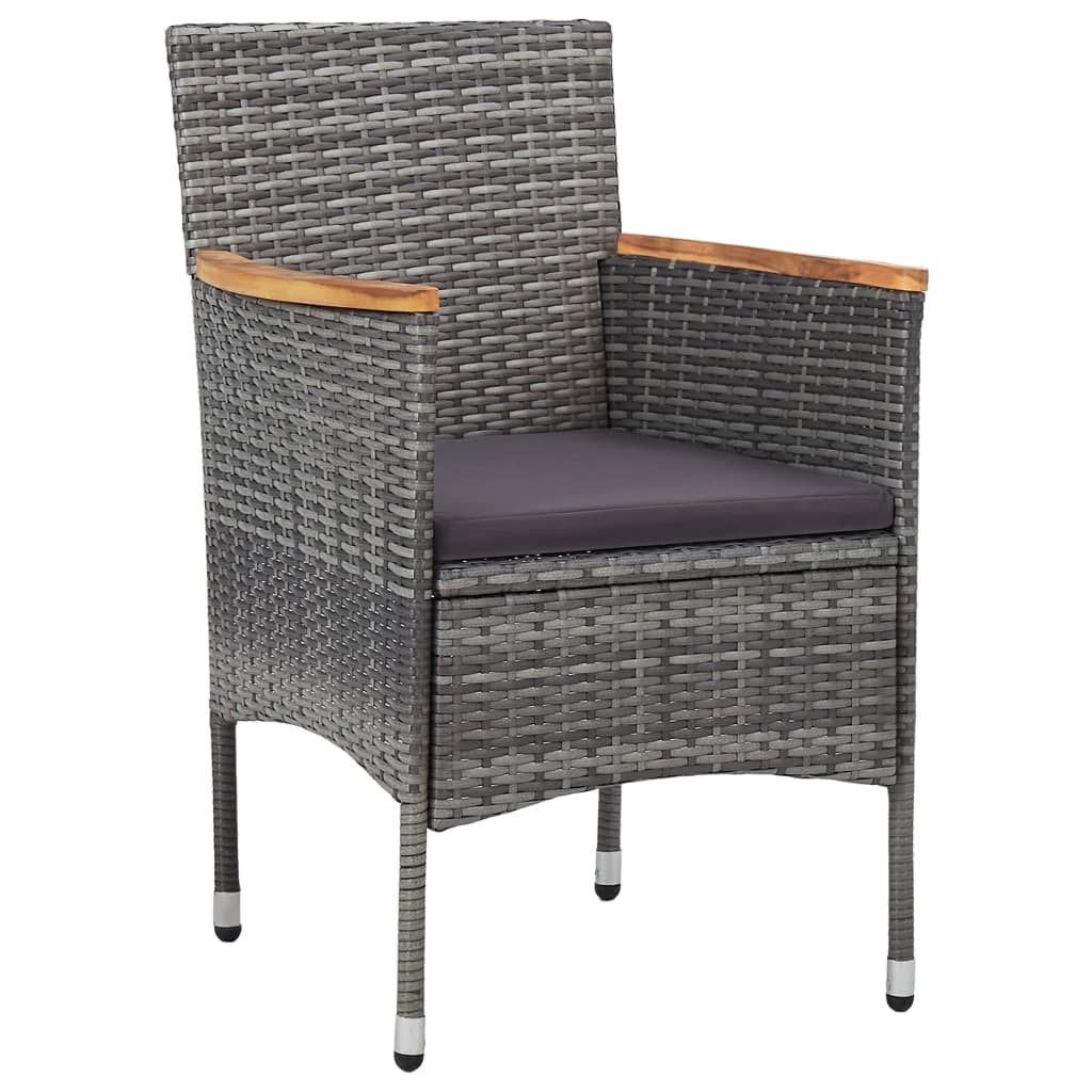 vidaXL 5 Piece Garden Dining Set Black Poly Rattan and Acacia Wood