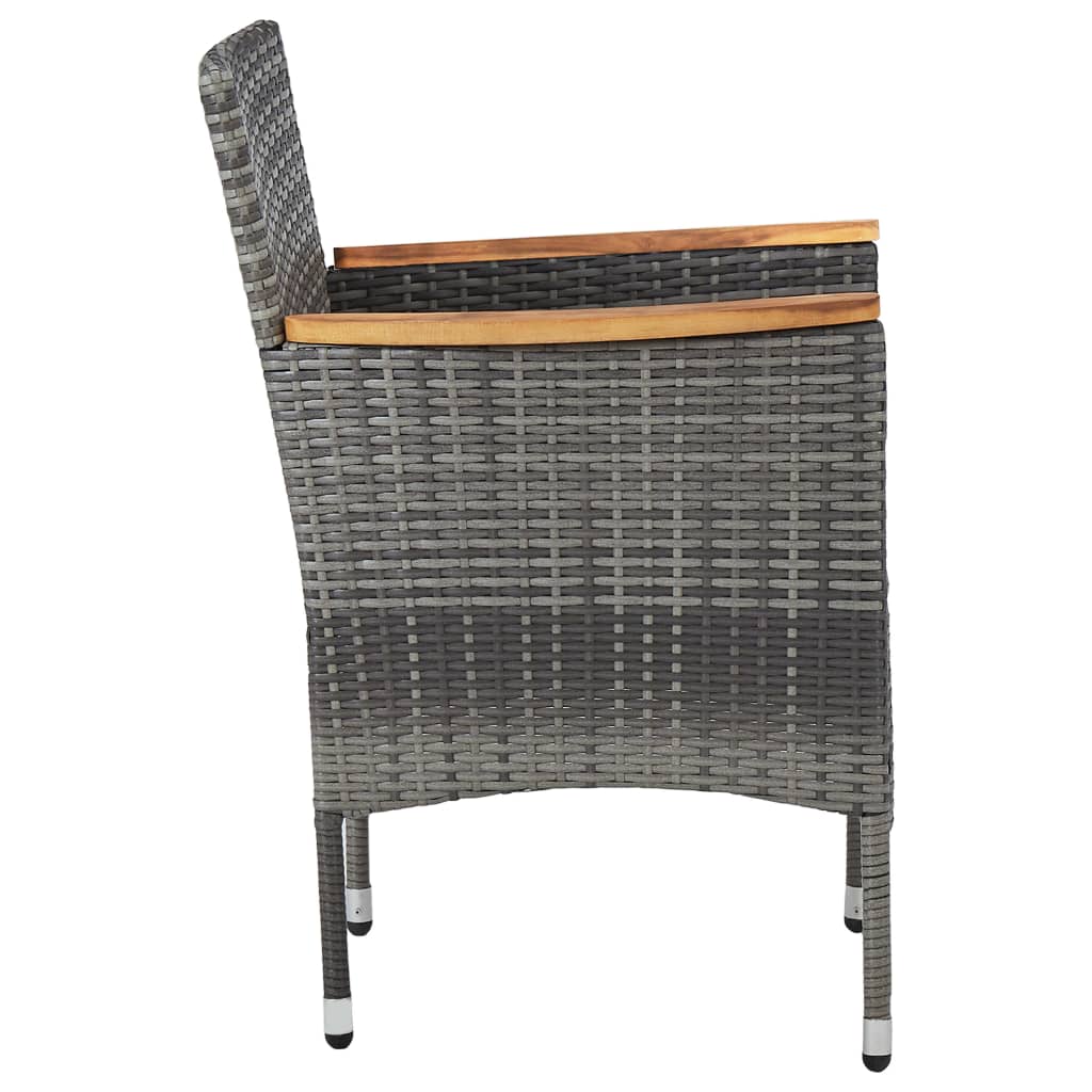 vidaXL 5 Piece Garden Dining Set Black Poly Rattan and Acacia Wood
