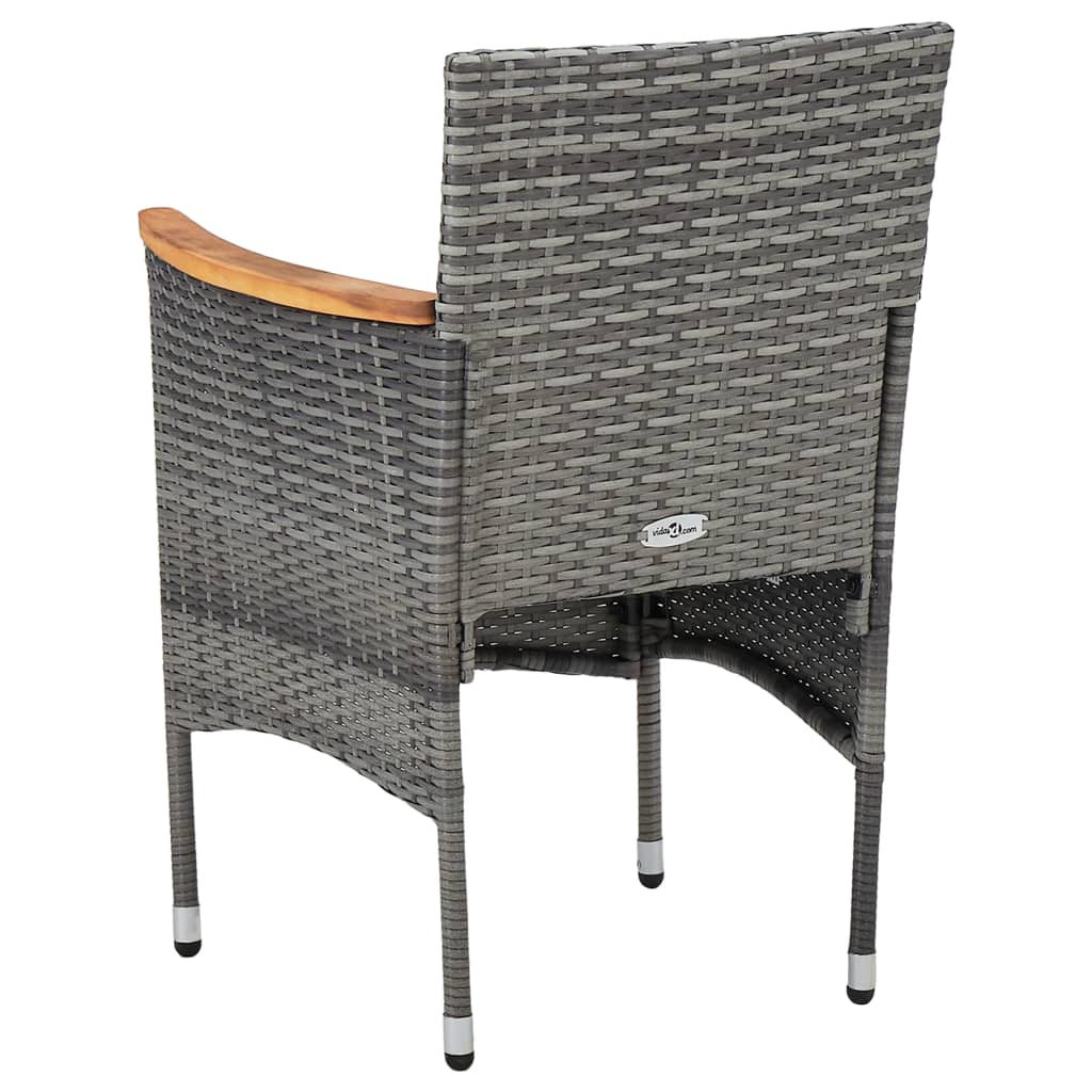 vidaXL 5 Piece Garden Dining Set Black Poly Rattan and Acacia Wood