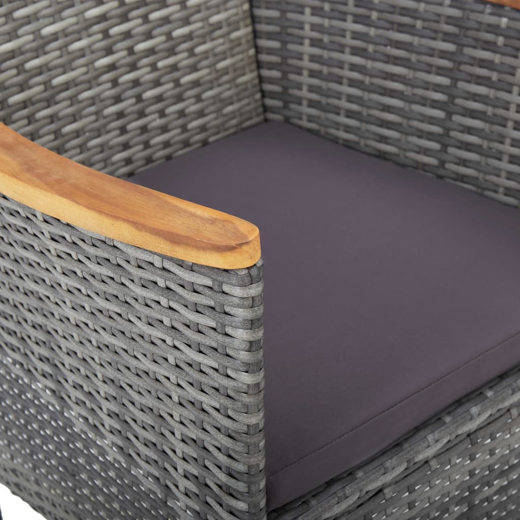 vidaXL 5 Piece Garden Dining Set Black Poly Rattan and Acacia Wood