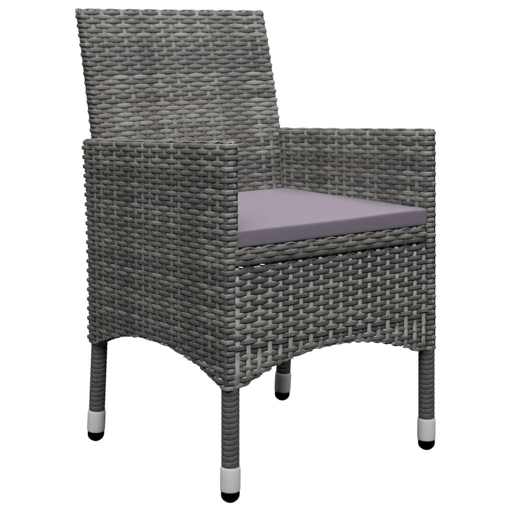 vidaXL 3 Piece Bistro Set Poly Rattan and Tempered Glass Black