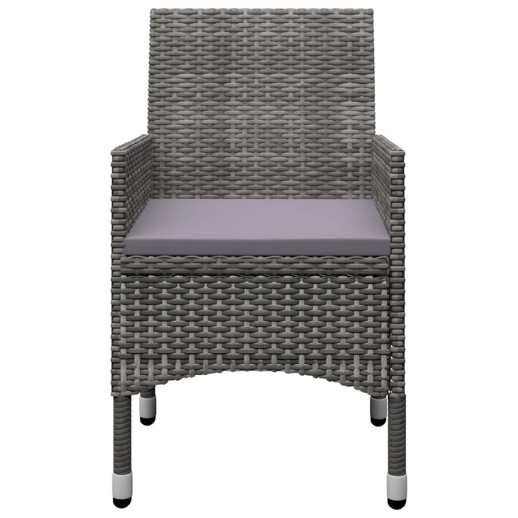 vidaXL 3 Piece Bistro Set Poly Rattan and Tempered Glass Black