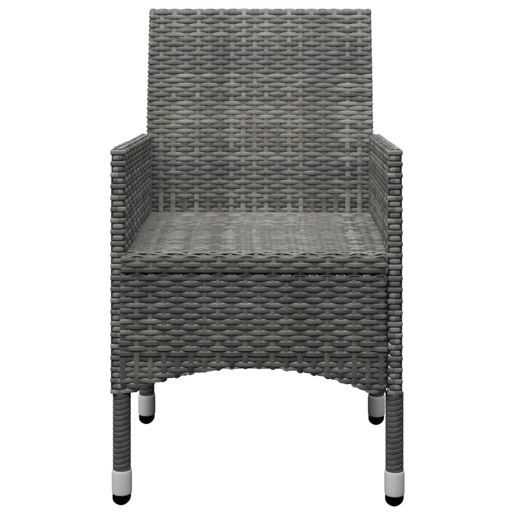 vidaXL 3 Piece Bistro Set Poly Rattan and Tempered Glass Black