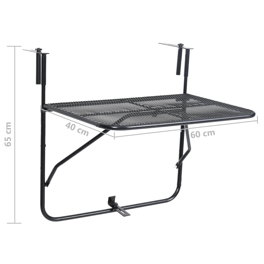 vidaXL Balcony Table Black 60x40 cm Steel