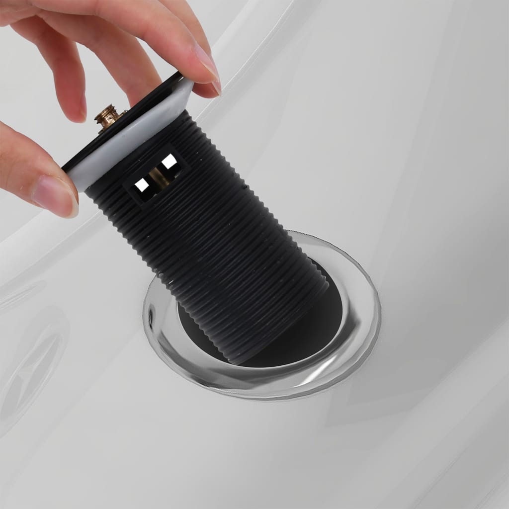 vidaXL Push Drain with Overflow Function Black 6.4x6.4x9.1 cm