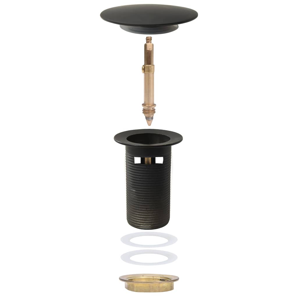 vidaXL Push Drain with Overflow Function Black 6.4x6.4x9.1 cm